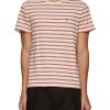 Men SAINT LAURENT T-Shirts | Stripe Logo Print Cotton Shirt