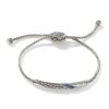 Women JOHN HARDY Fine Jewellery | Classic Chain Hammered Sterling Silver Blue Sapphire Twisted Bracelet — Size M-L