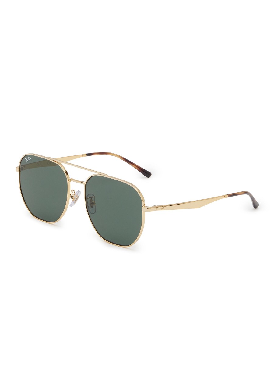 Men RAY BAN Eyewear | Double Bridge Metal Geometric Sunglasses