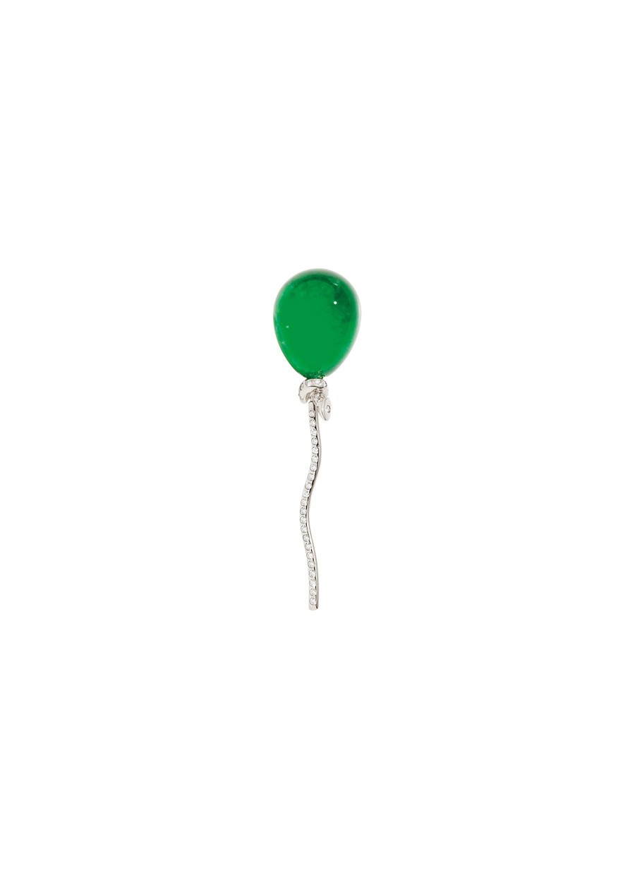 Women VHERNIER Fine Jewellery | Palloncino 18K White Gold Jade Diamond Single Earclip