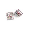 Men TATEOSSIAN Cufflinks | Palladium Plated Base Red Handpainted Enamel Detailing Square Gear Cufflink