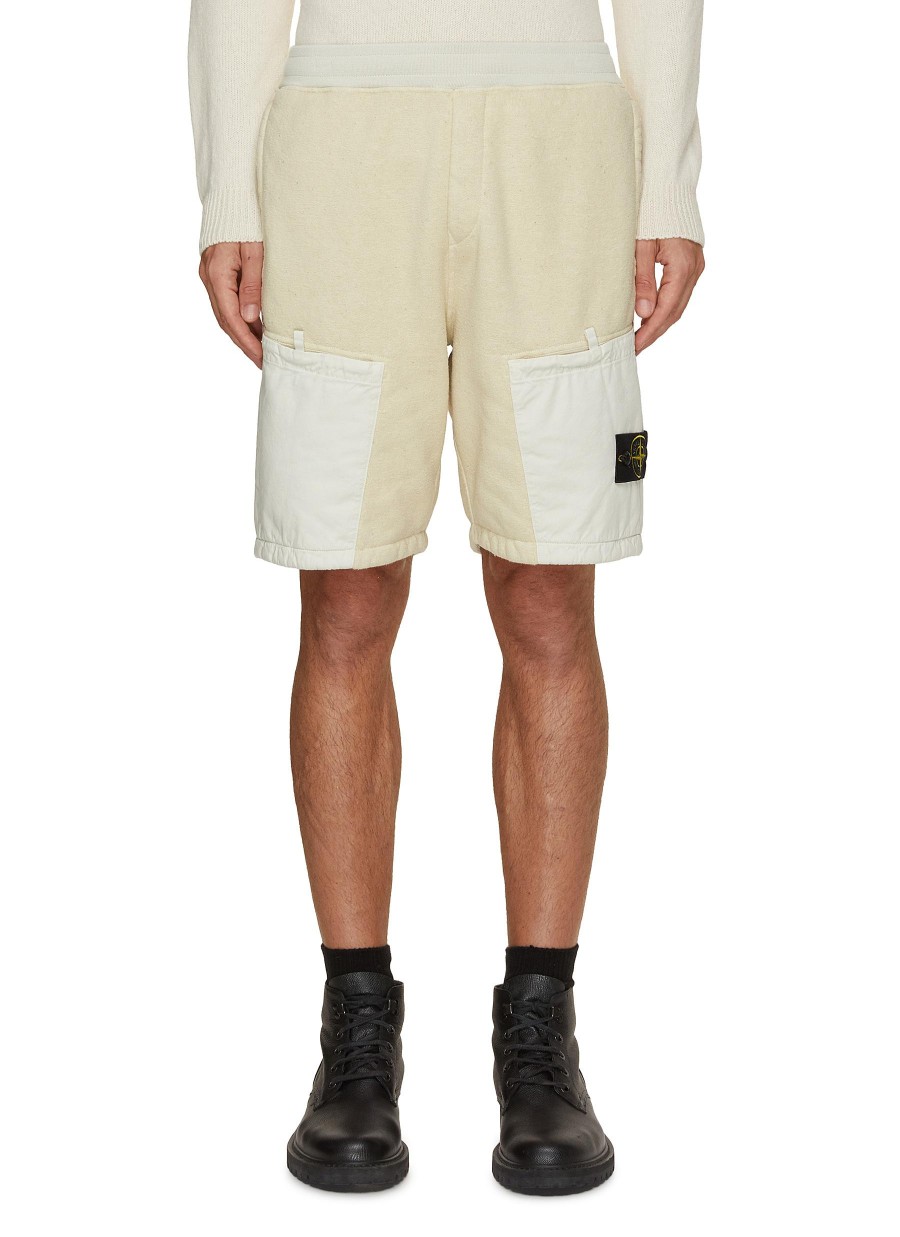 Men STONE ISLAND Pants | Gabardine Patch Pockets Fleece Shorts