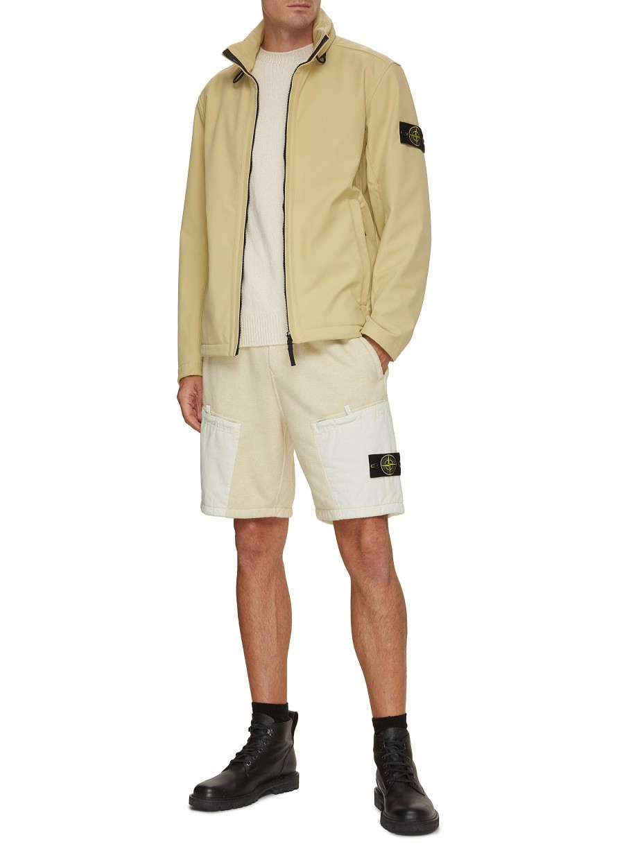 Men STONE ISLAND Pants | Gabardine Patch Pockets Fleece Shorts