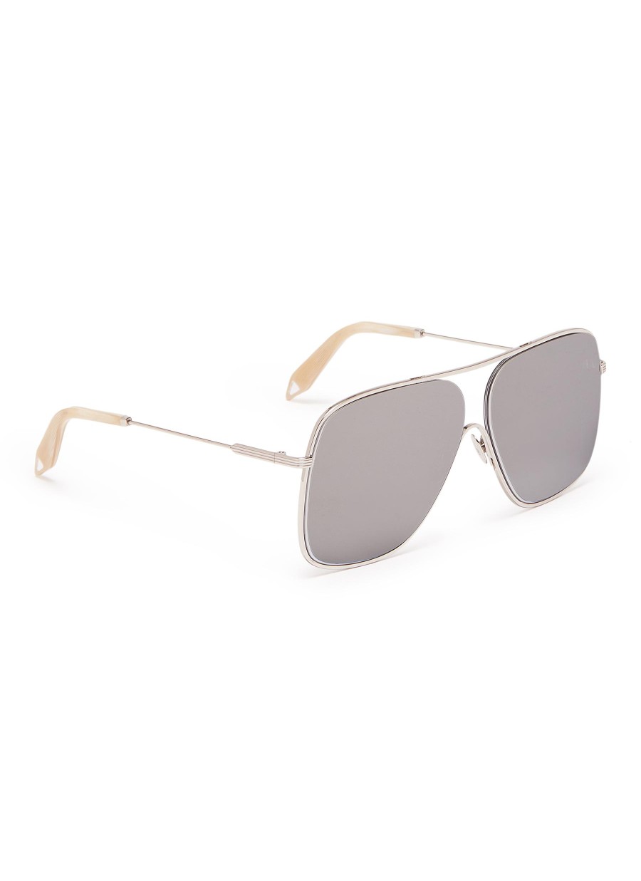 Women VICTORIA BECKHAM Eyewear | Loop Navigator' Metal Square Aviator Sunglasses