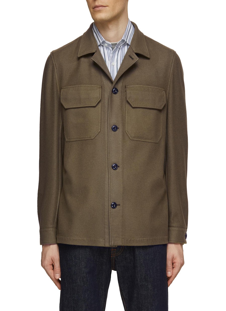 Men EQUIL Jackets | Chest Pocket Wool Blend Shirt Jacket