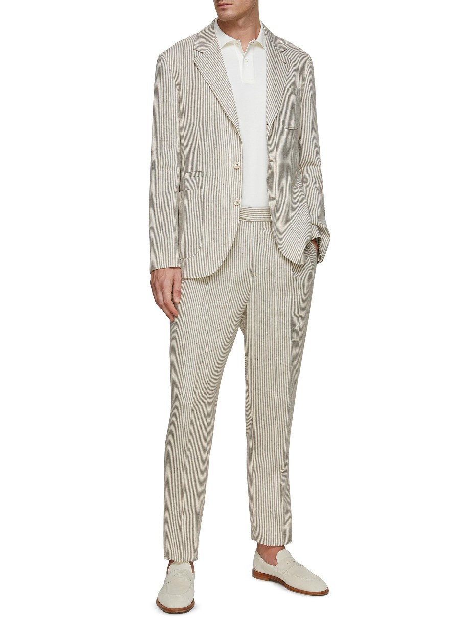 Men BRUNELLO CUCINELLI Suits | Striped Linen Wool Suit