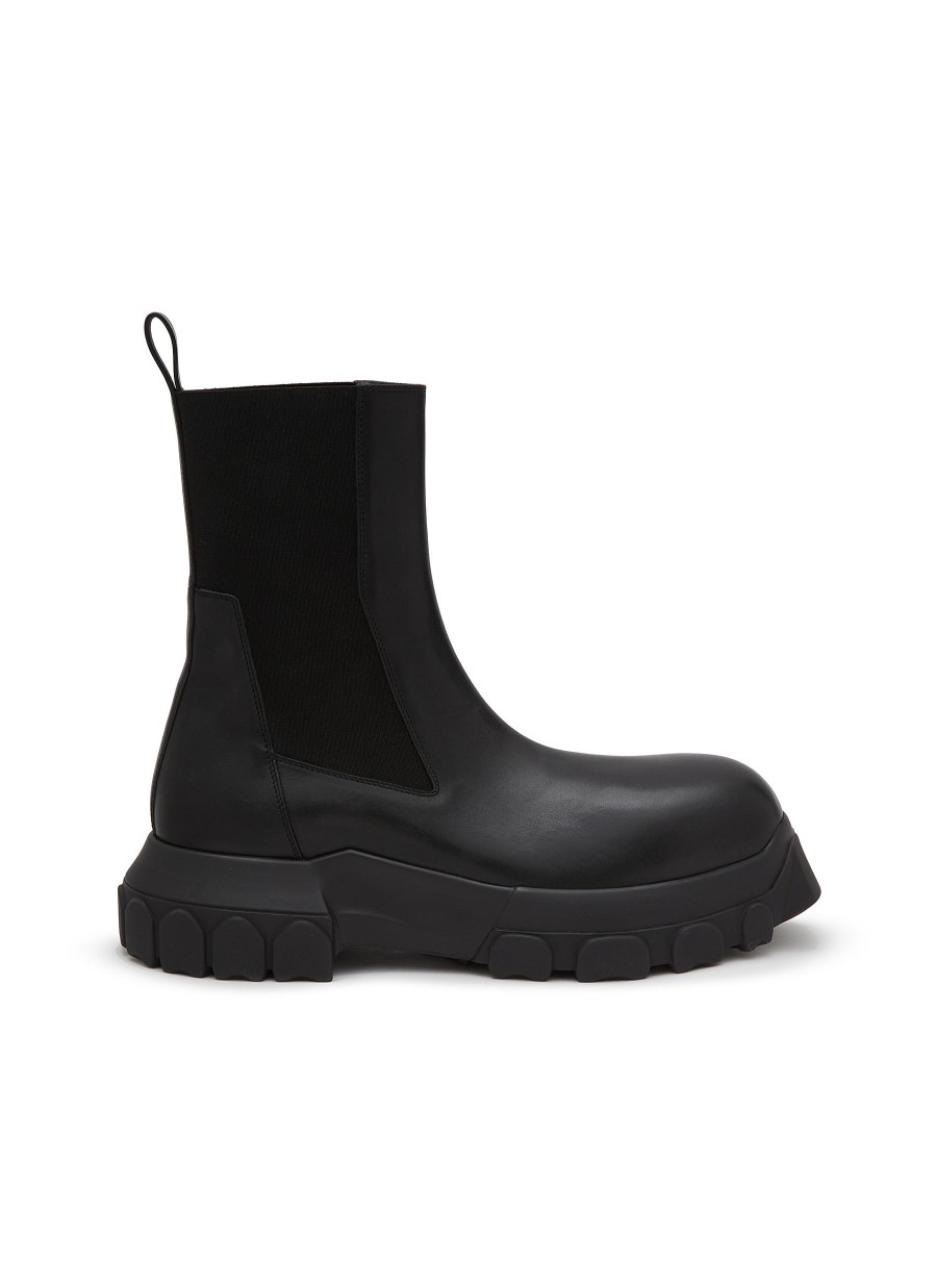 Men RICK OWENS Boots | Beatle Bozo Tractor Lug-Sole Leather Ankle Boots