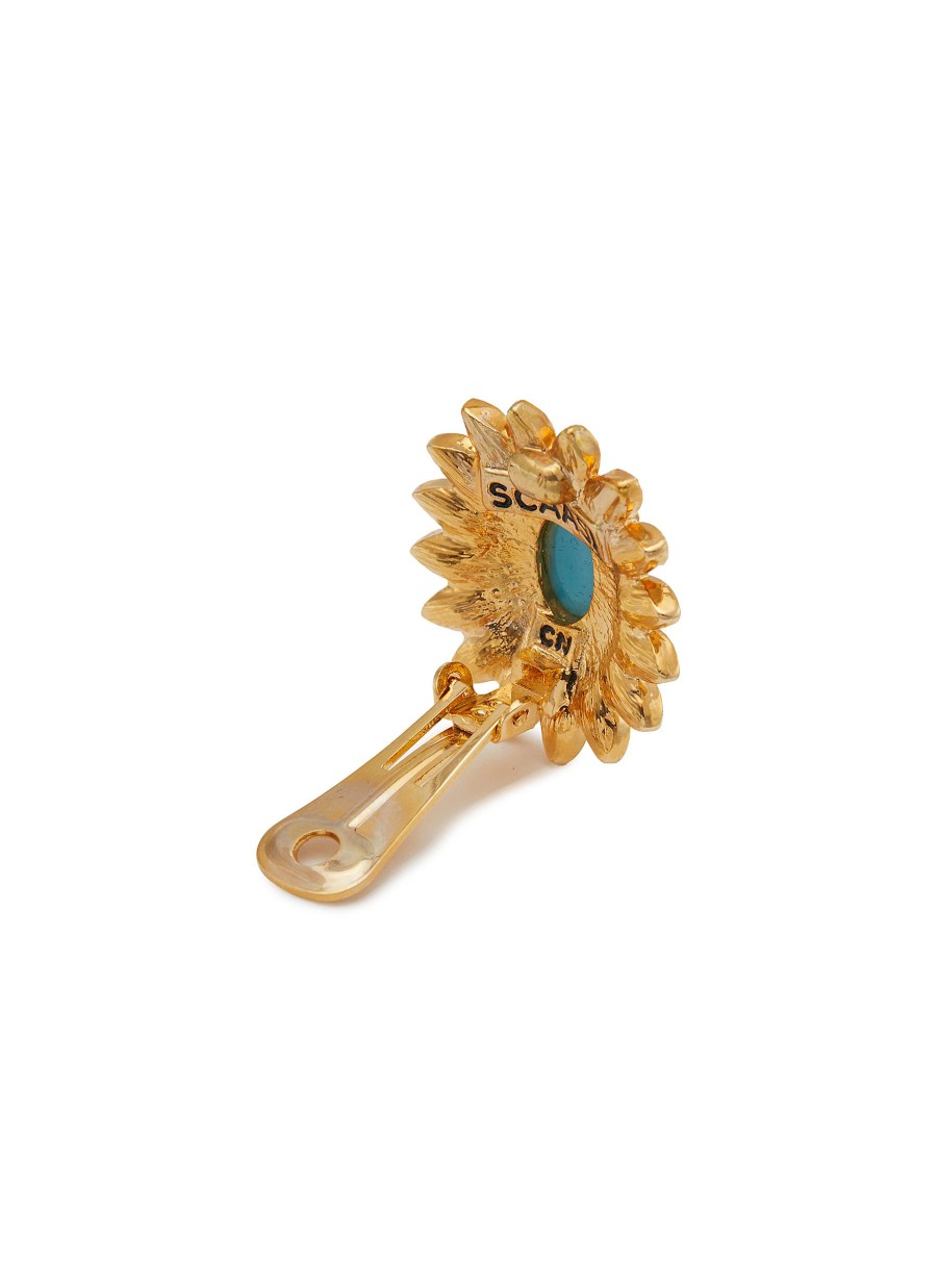 Women LANE CRAWFORD VINTAGE ACCESSORIES Vintage Accessories | Scaasi Gold Tone Diamante Faux Turquoise Clip On Earrings