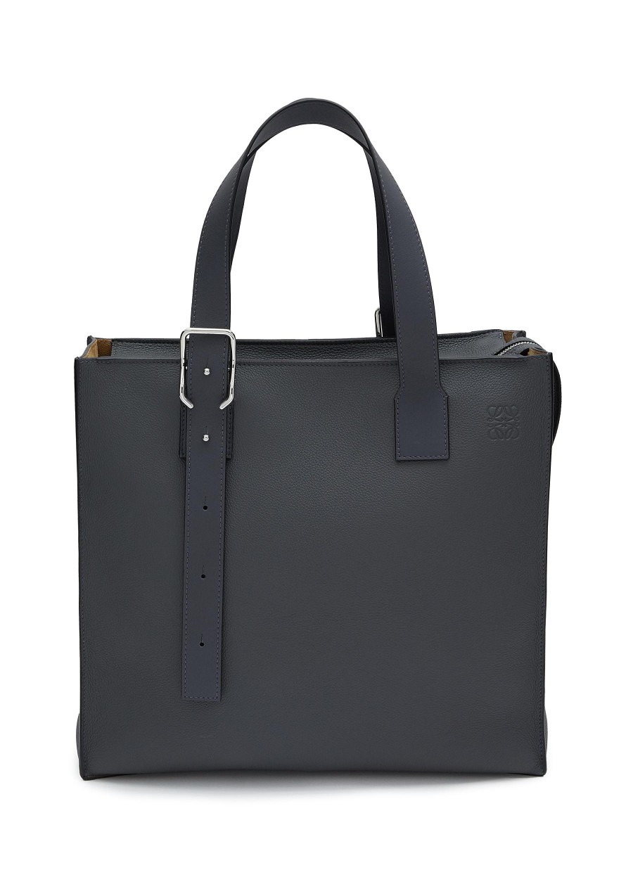 Men LOEWE Tote Bags | Buckle Zip Leather Tote Bag