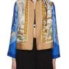 Women LILYEVE Jackets | Stand Collar Open Front Silk Jacket