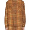 Men ERL Shirts | Printed Check Plastic Coated Back Panel Corduroy Shirt