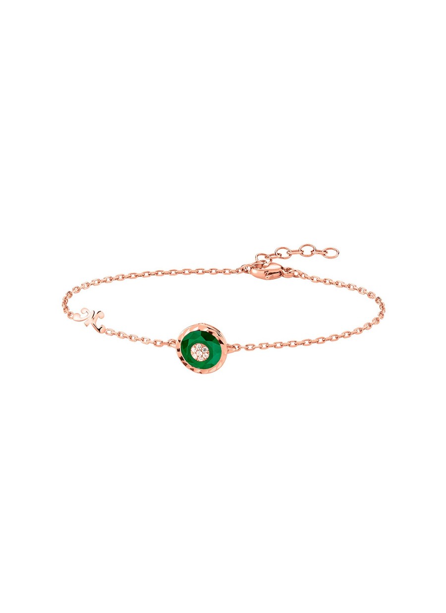 Women KORLOFF Fine Jewellery | Saint-Petersbourg Rose Gold Diamond Green Agate Bracelet