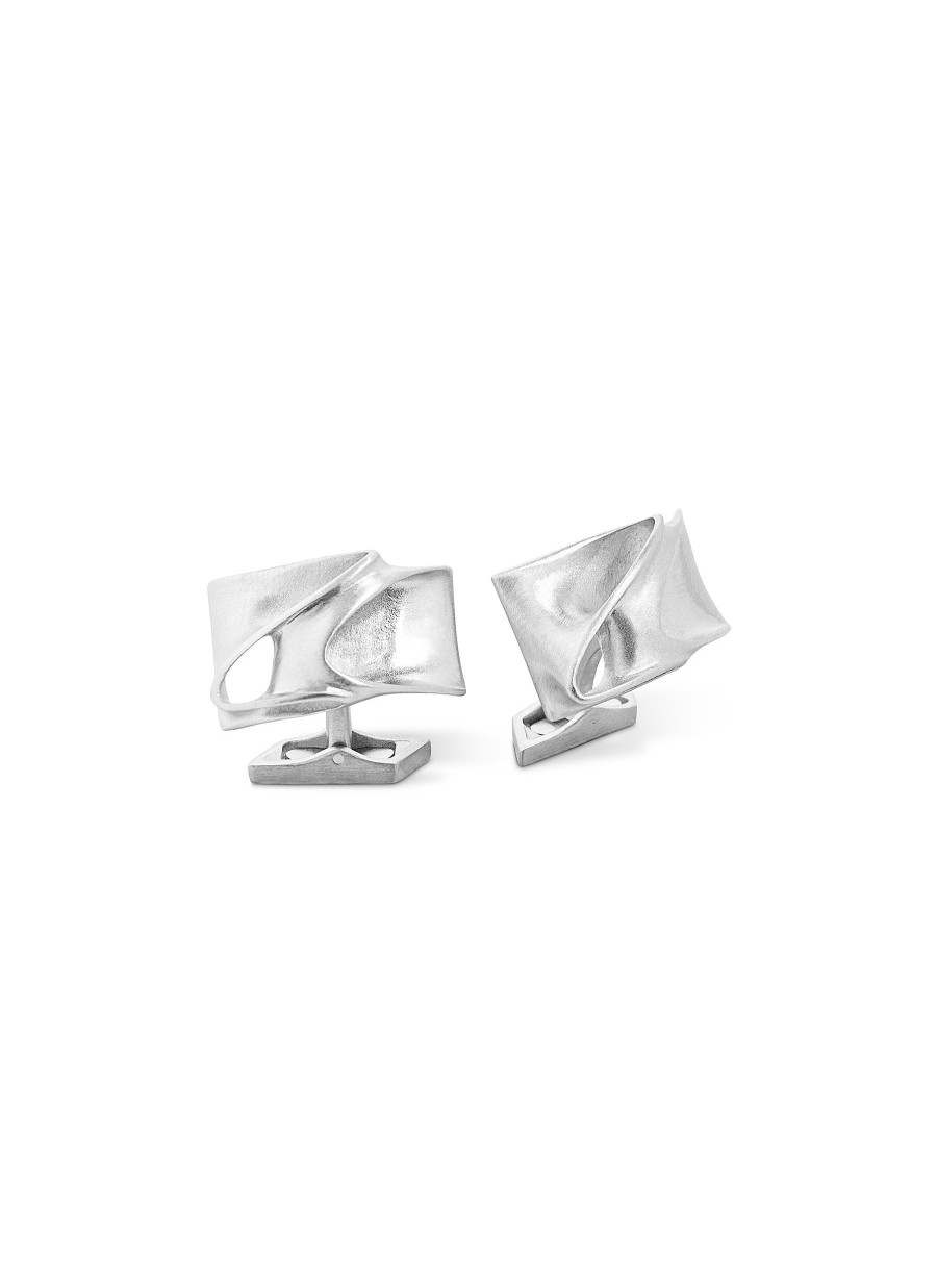 Men TATEOSSIAN Cufflinks | X Zaha Hadid Brushed Stainless Steel Twisted Cufflinks