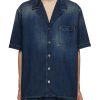 Men VALENTINO Shirts | Logo Tagged Pocket Denim Shirt