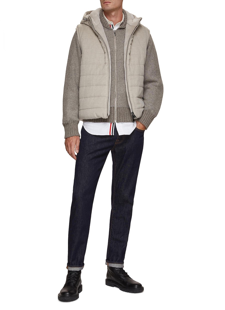 Men FABIO GAVAZZI Jackets | Hooded Mink And Cashmere Reversible Vest