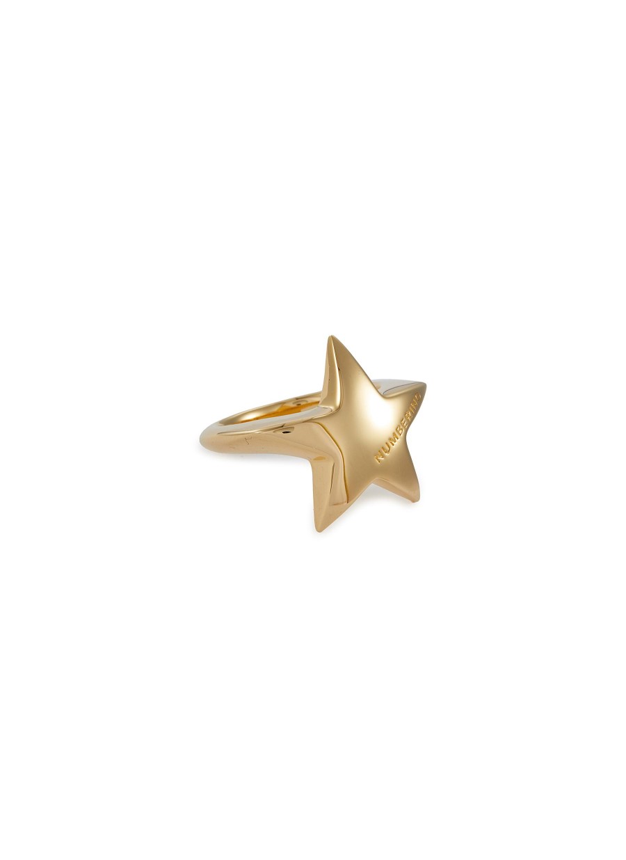 Women NUMBERING Fashion Jewellery | 14K Gold Plated Sterling Silver Star Signet Ring