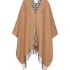 Women VALENTINO Scarves & Wraps | Toile Iconographe Fringed Wool Cashmere Silk Poncho