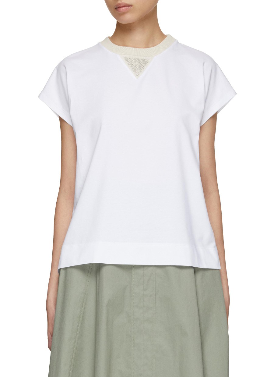 Women PESERICO Tops | Cap Sleeve Knit Neckline T-Shirt