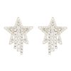 Women NUMBERING Fashion Jewellery | Cubic Zirconia Rhodium Plasted Sterling Silver Pave Star Drop Earrings