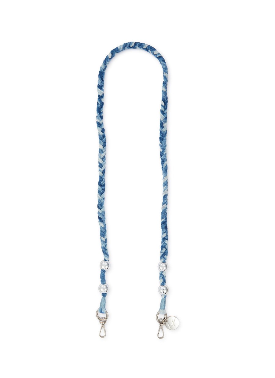 Women LA COQUE FRANCAISE Tech Accessories | Della Braided Bandana Wooden Bead Phone Strap — Blue