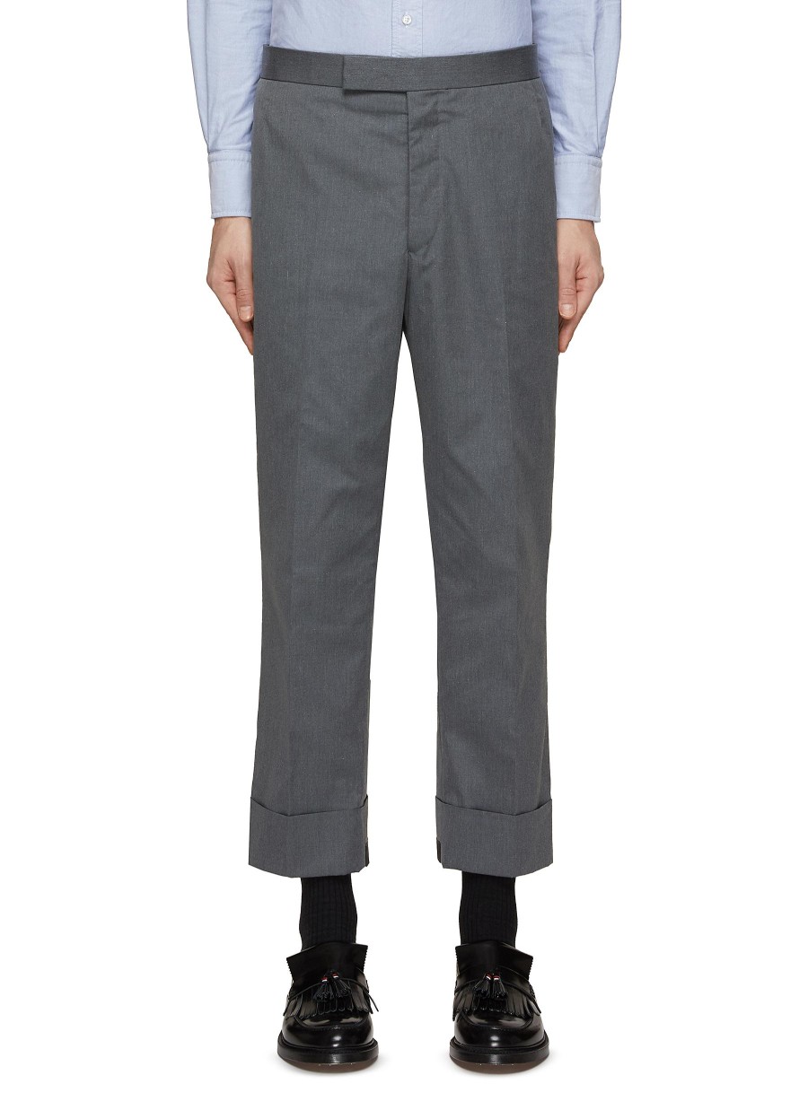 Men THOM BROWNE Pants | Cropped Flat Front Pants