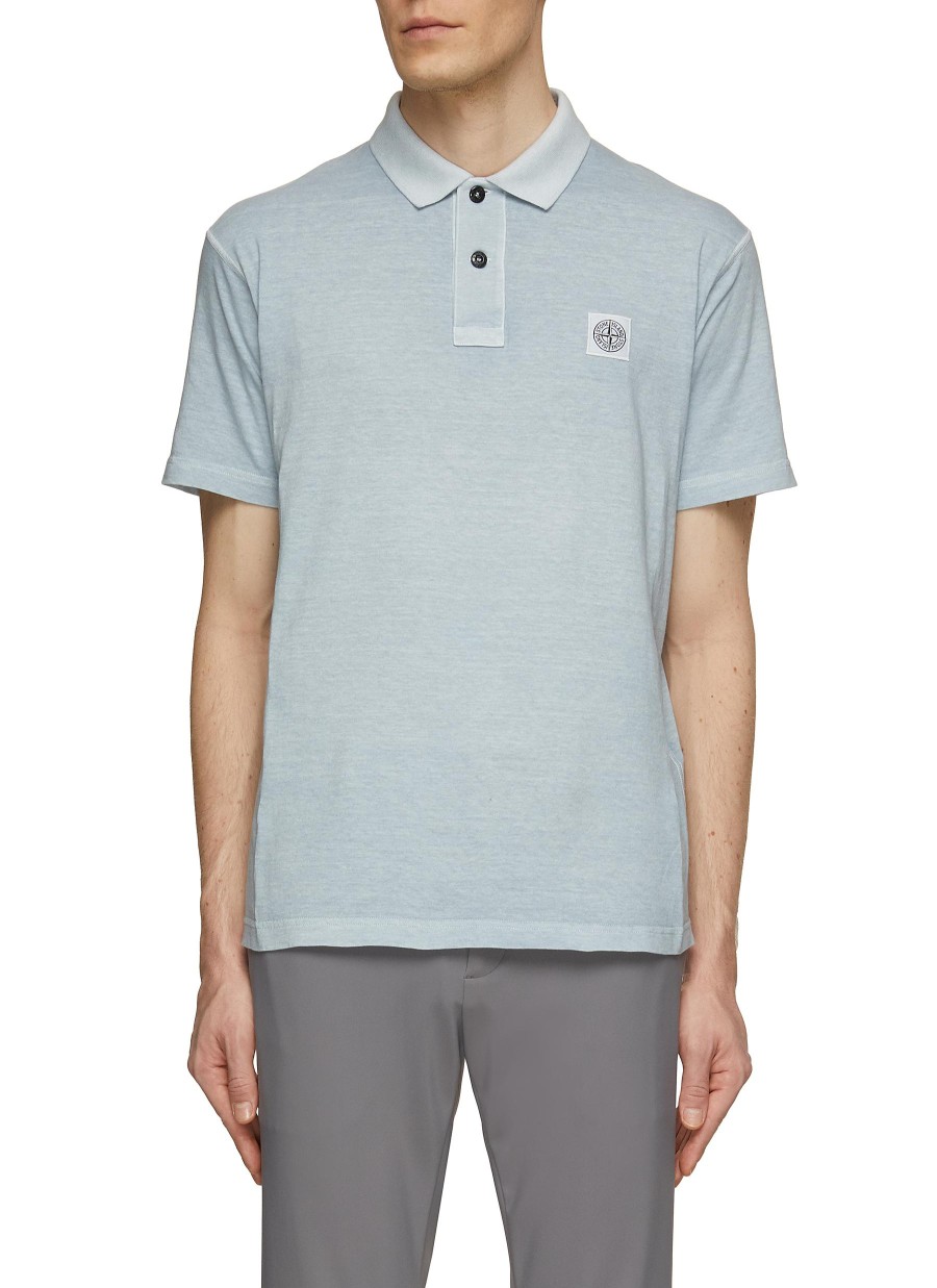 Men STONE ISLAND Polos | Compass Patch Dyed Fissato Polo Shirt