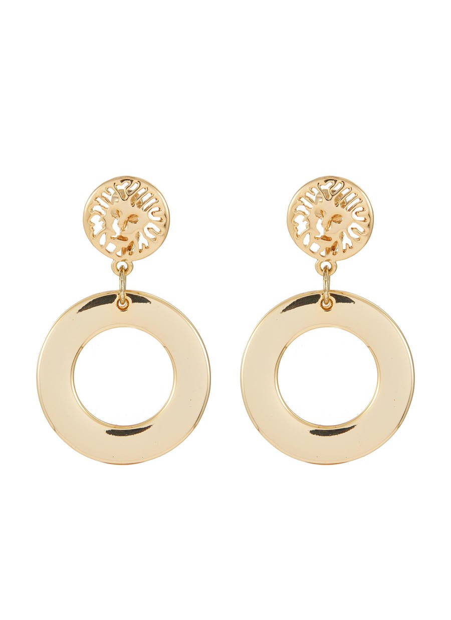 Women LANE CRAWFORD VINTAGE ACCESSORIES Vintage Accessories | Jj Jonette Gold Toned Lion Hoop Earrings