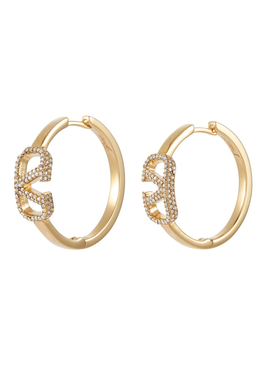 Women VALENTINO Fashion Jewellery | Embellished Logo Brass Earrings