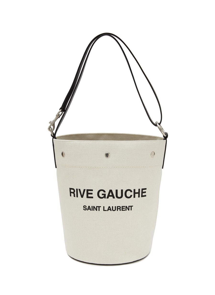 Men SAINT LAURENT Tote Bags | Rive Gauche' Canvas Bucket Bag With Detachable Pouch