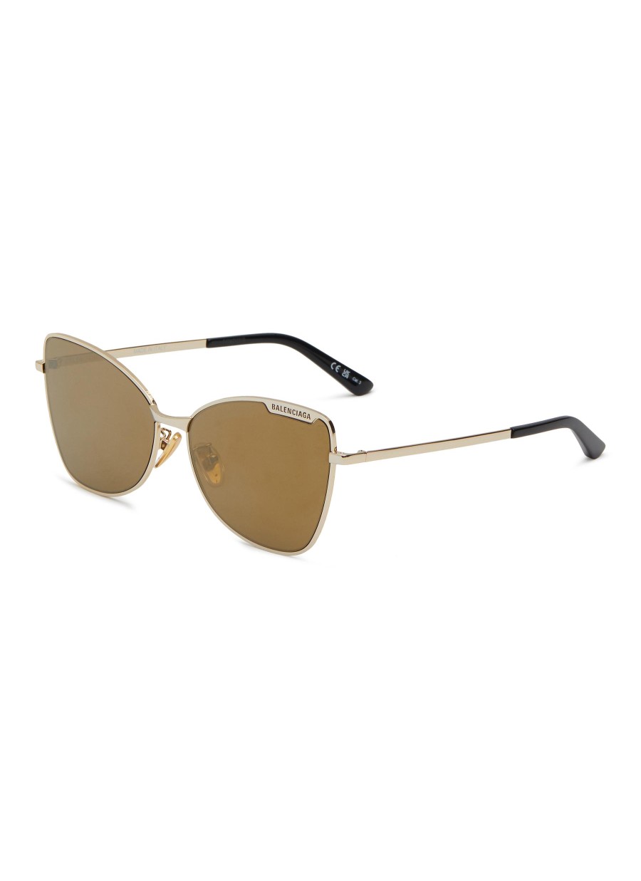 Women BALENCIAGA Eyewear | Logo Metal Aviator Sunglasses