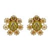 Women LANE CRAWFORD VINTAGE ACCESSORIES Vintage Accessories | Unsigned Gold Tone Amber Crystals Chartreuse Diamante Clip On Earrings