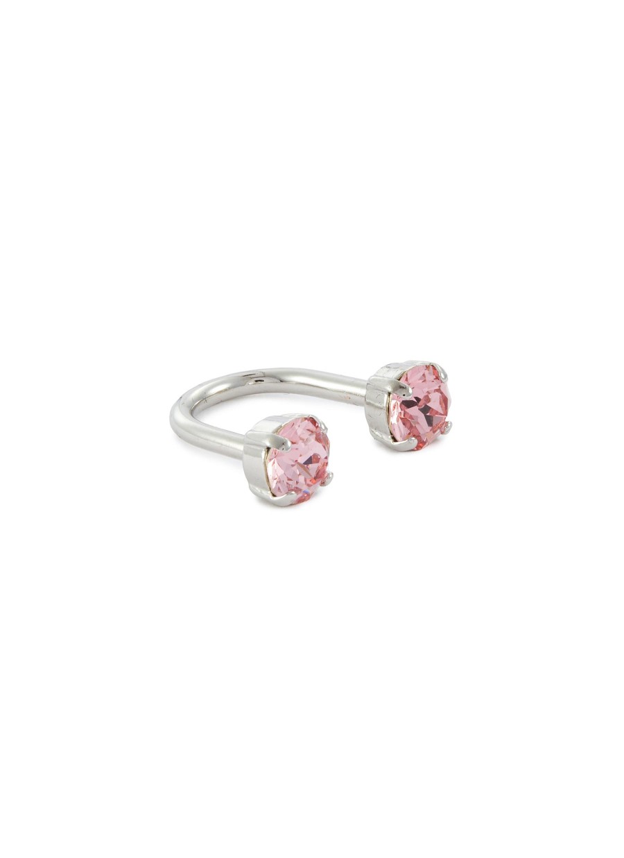 Women JUSTINE CLENQUET Fashion Jewellery | Rae Palladium Plated Pink Crystal Ring