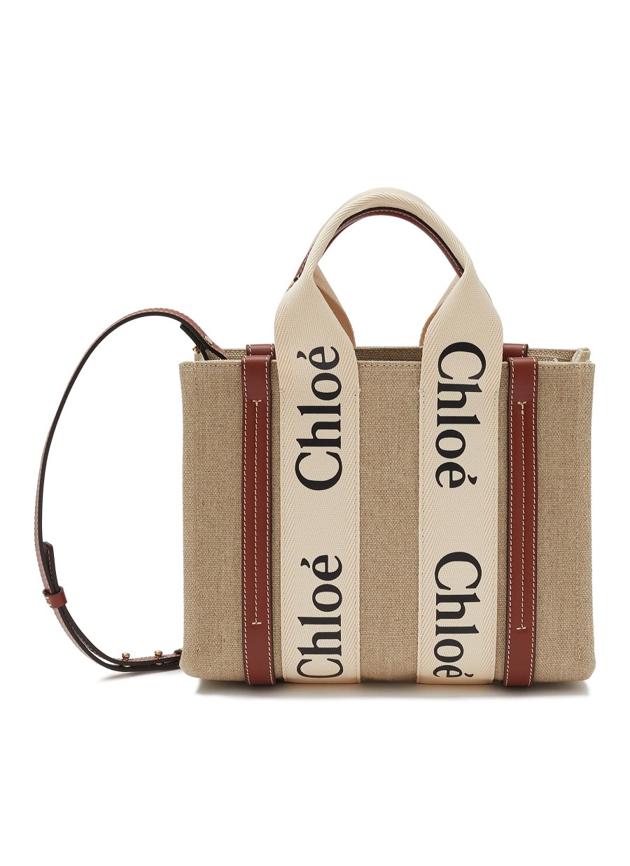 Women CHLOÉ Tote Bags | Small 'Woody' Eco Canvas Tote Bag