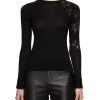 Women ERMANNO SCERVINO Tops | Lace Shoulder Fitted Wool Knit Top