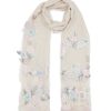 Women LANE'S Scarves & Wraps | Silk Cashmere Blend Floral Trim Scarf