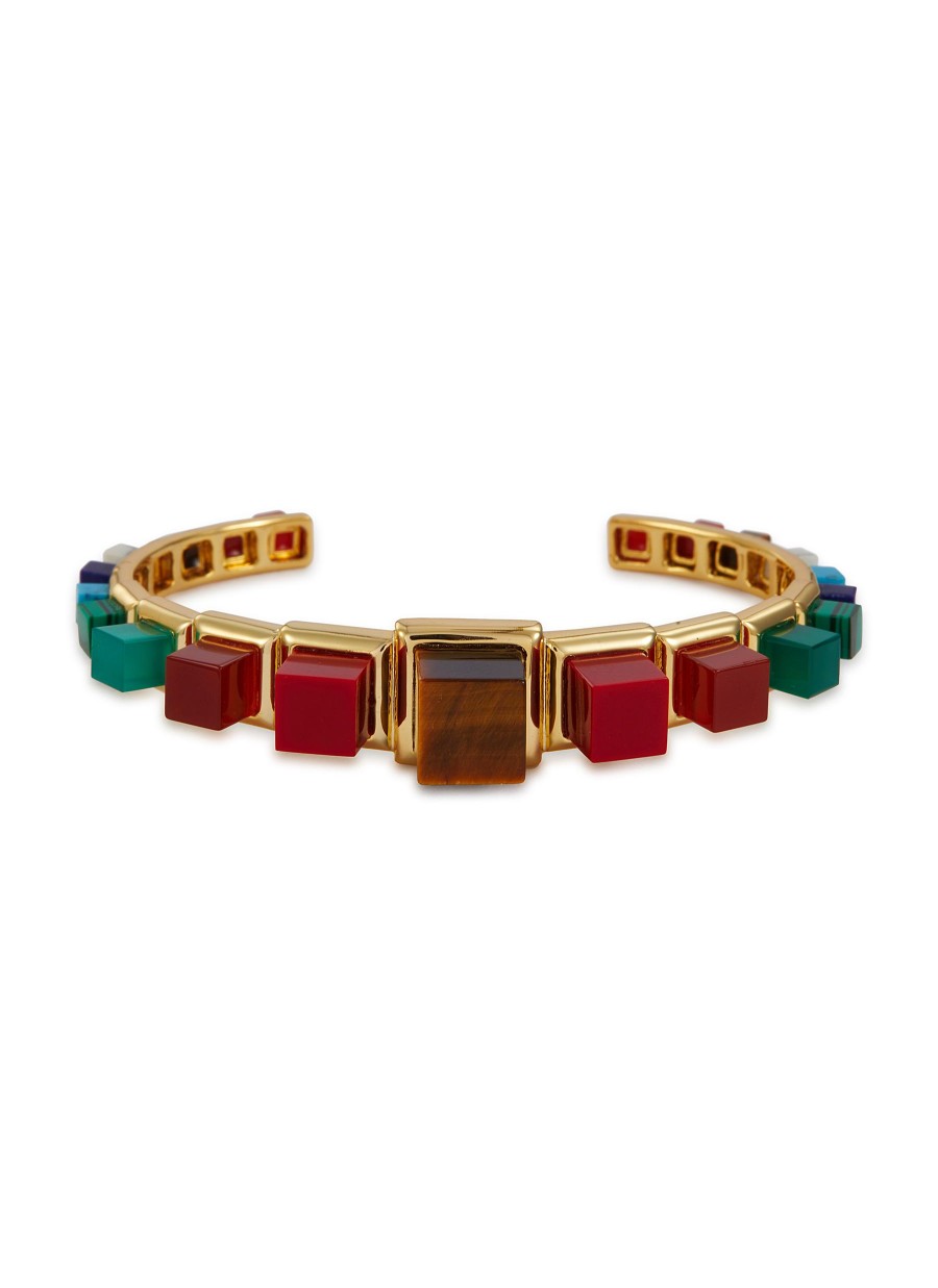 Women EDDIE BORGO Fashion Jewellery | Graduated Cube 12K Gold Plated Metal Cuff Bracelet