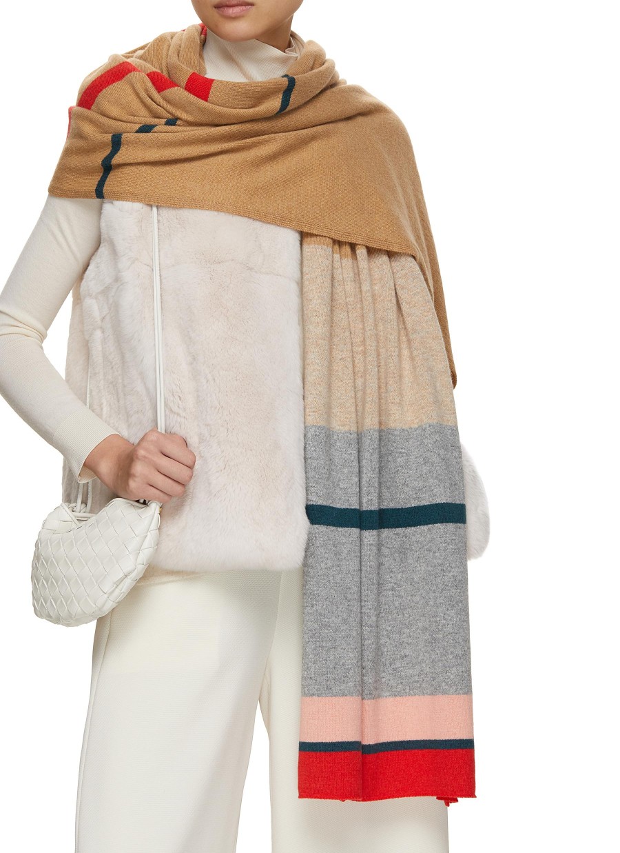 Women JOHNSTONS OF ELGIN Scarves & Wraps | Colour Block Stripe Cashmere Stole