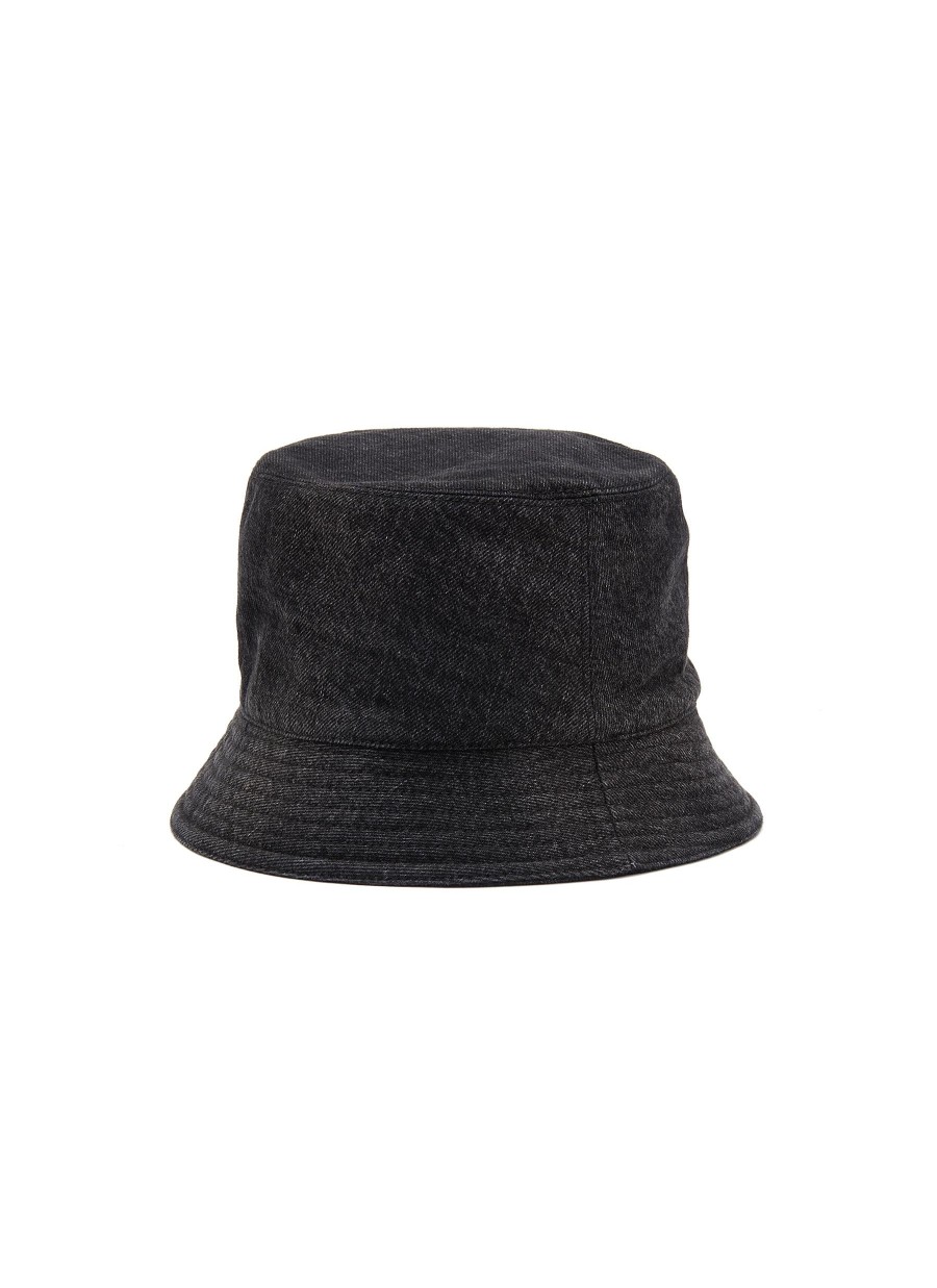 Men PRADA Hats & Gloves | Enamelled Metal Triangular Logo Denim Bucket Hat