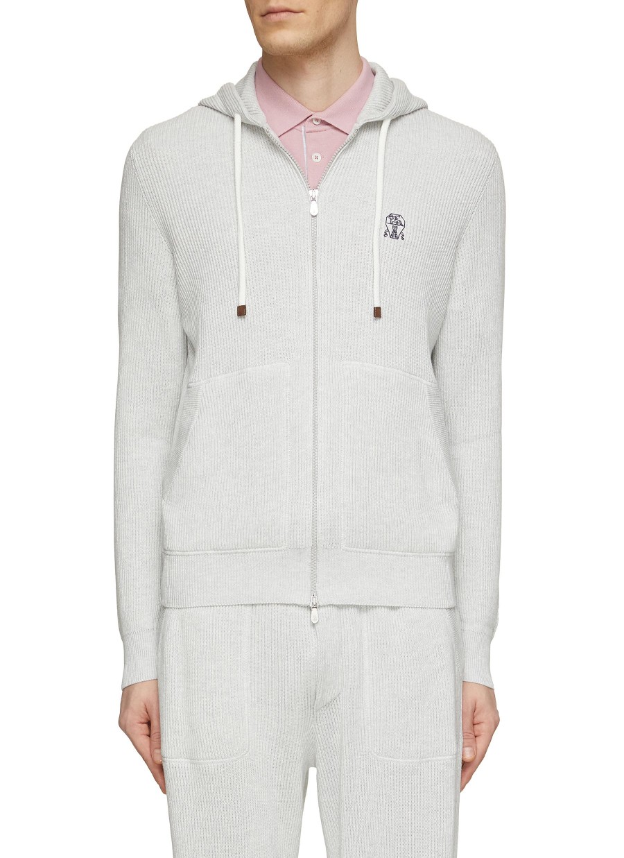 Men BRUNELLO CUCINELLI Pullovers & Hoodies | Zip Up Cotton Hoodie