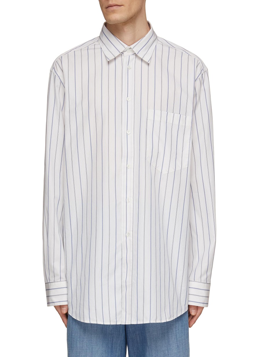 Men BARENA Shirts | Stripe Talian Cotton Shirt