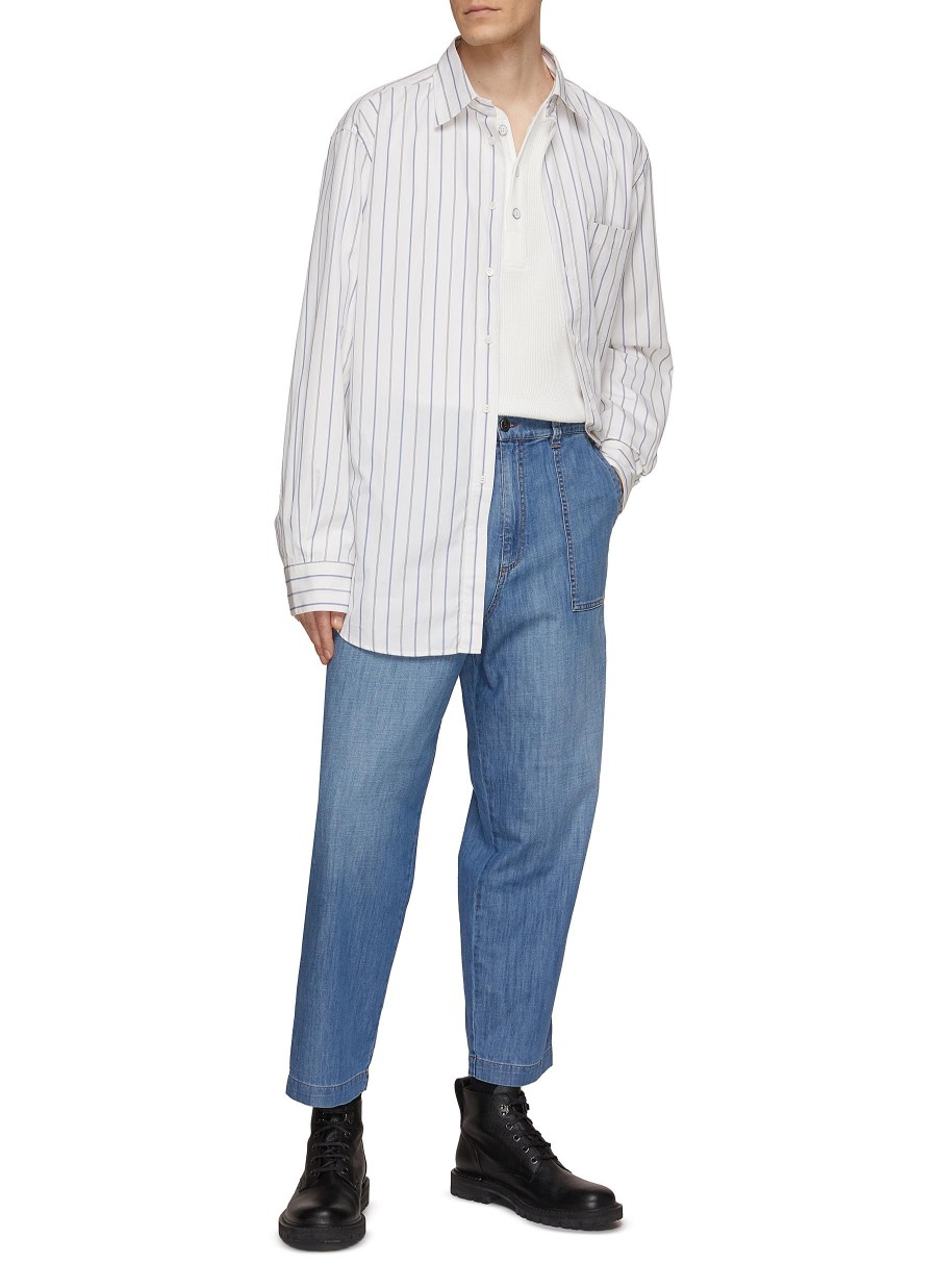 Men BARENA Shirts | Stripe Talian Cotton Shirt