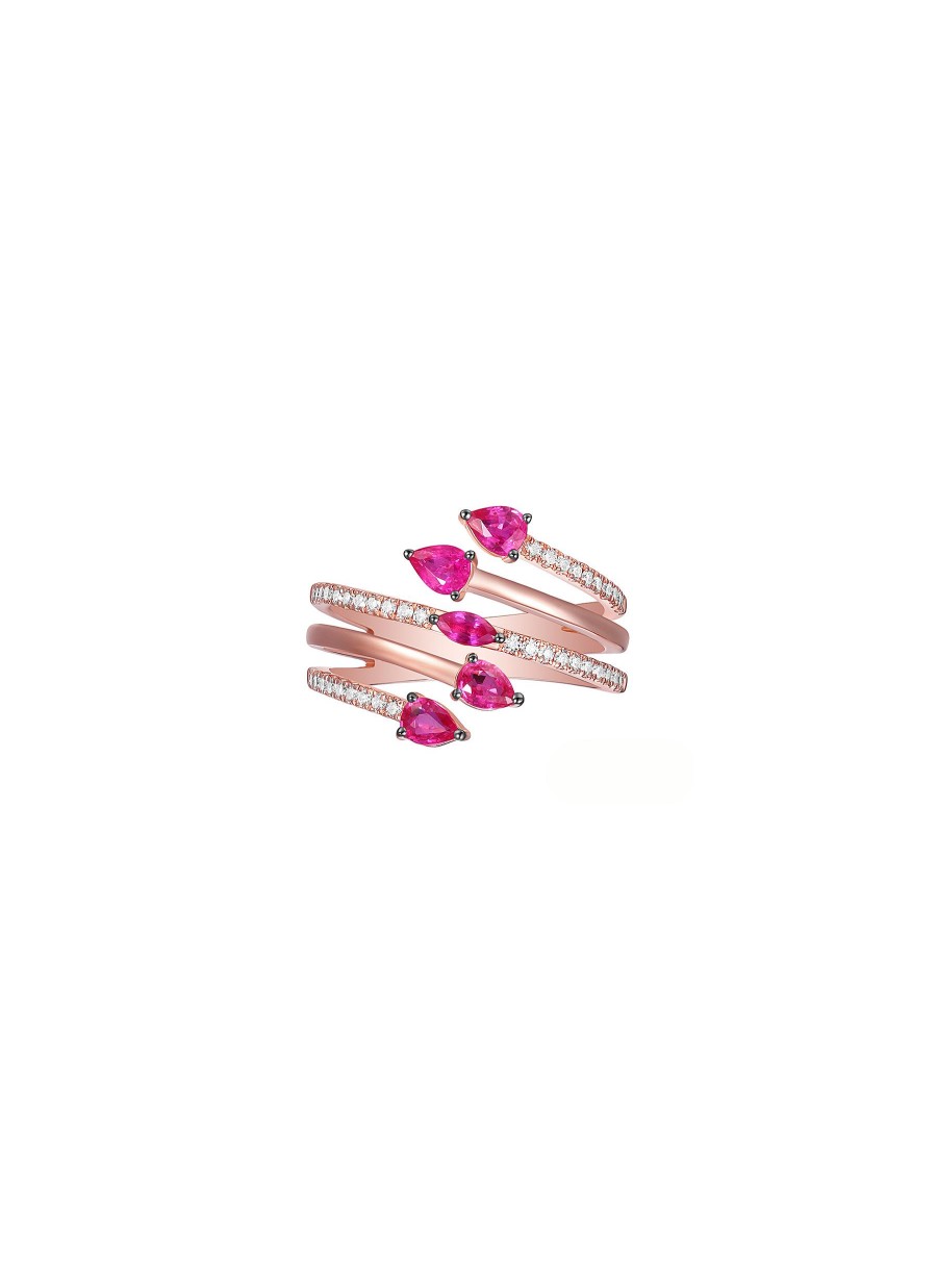 Women LC COLLECTION JEWELLERY Fine Jewellery | 18K Rose Gold Diamond Ruby Ring — Size Us 7