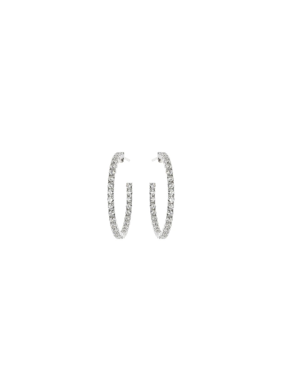 Women LC COLLECTION JEWELLERY Fine Jewellery | 18K White Gold C-Hoop Earrings