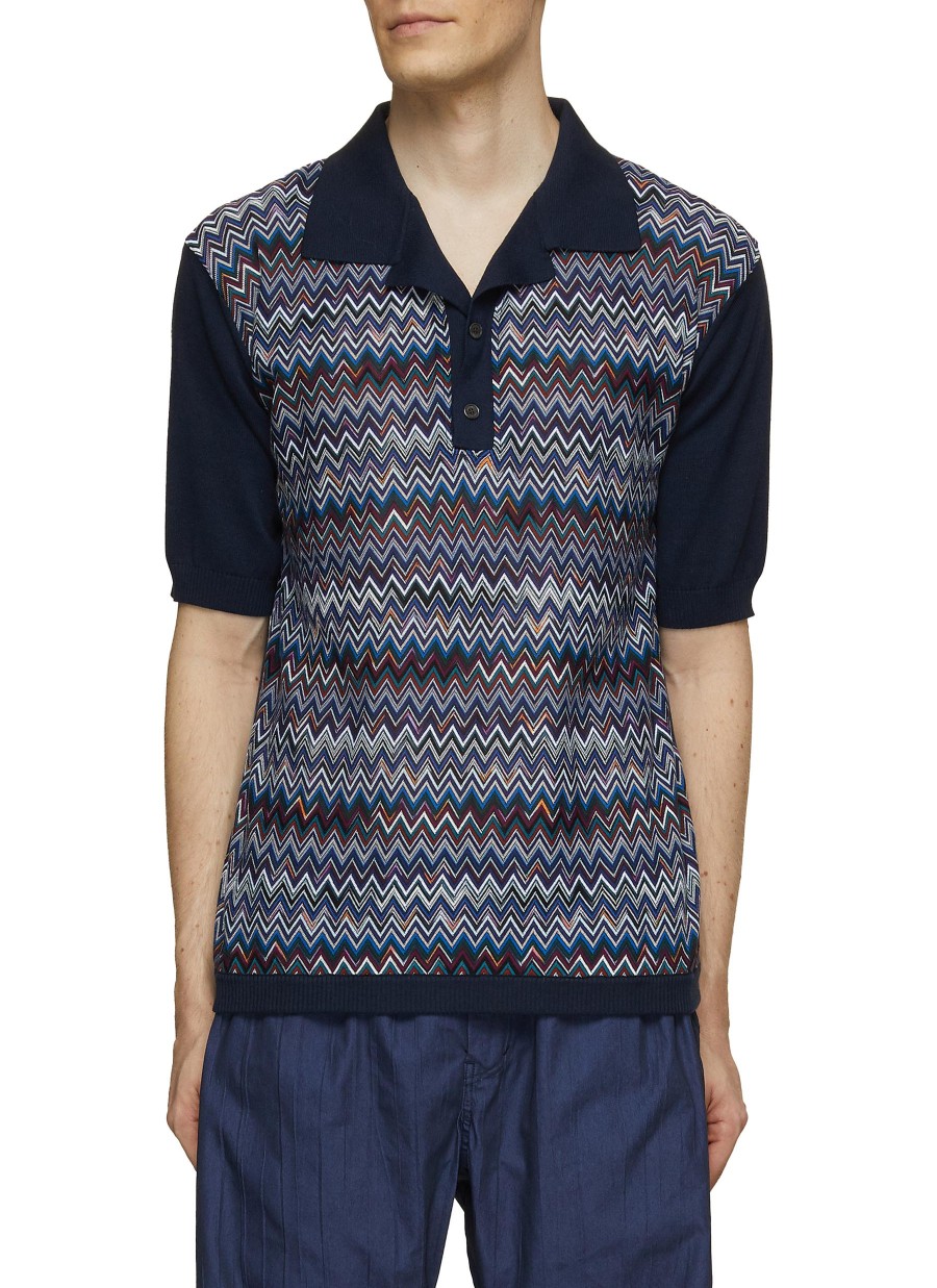 Men MISSONI Polos | Knit Short Sleeve Silk Ray Polo T-Shirt