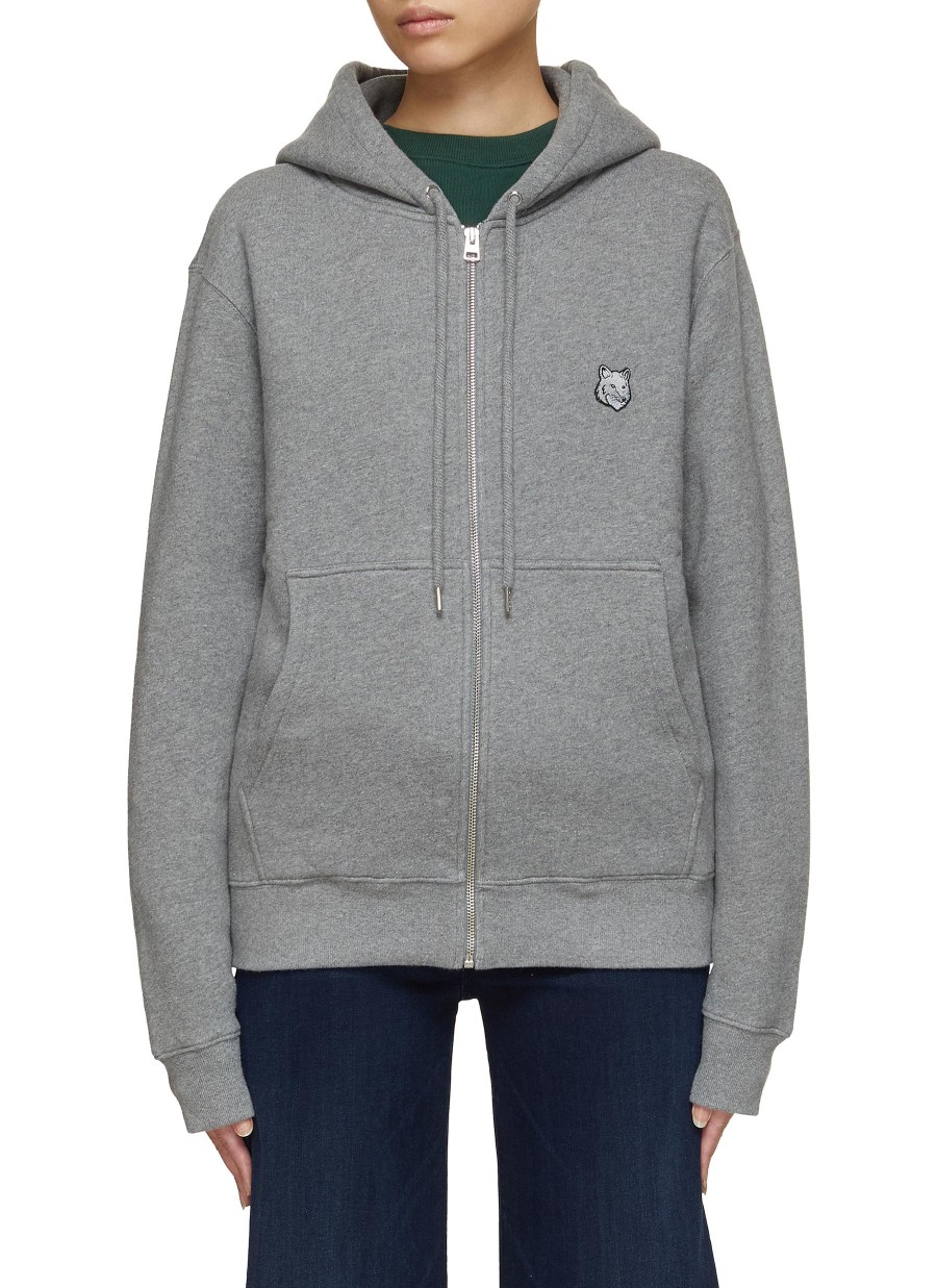 Women KITSUNE Tops | Fox Head Patch Zipped Hoodie