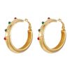 Women LANE CRAWFORD VINTAGE ACCESSORIES Vintage Accessories | Gold Tone Cabachon Hoop Earrings