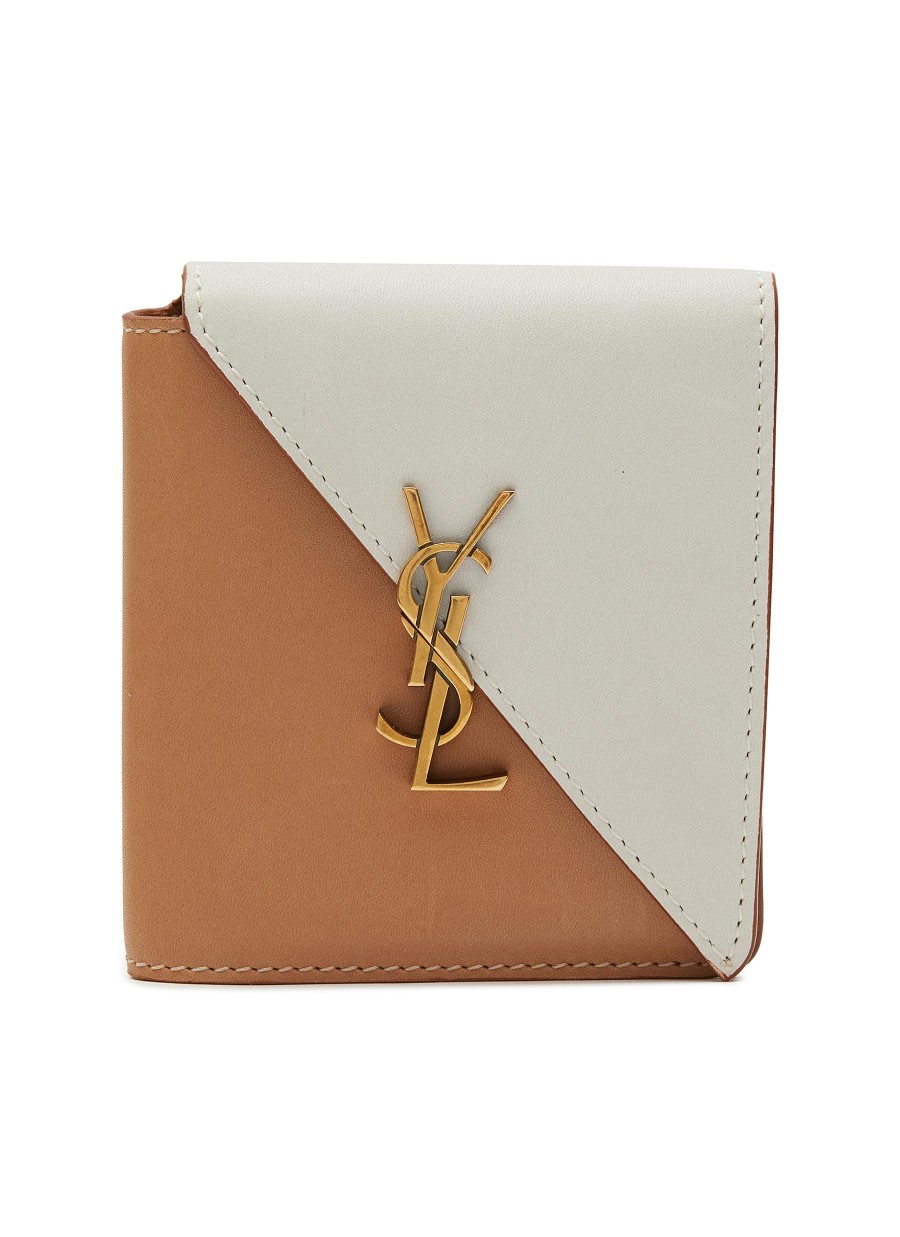 Women SAINT LAURENT Small Leather Goods | Two Toned Calfskin Leather Fold Wallet