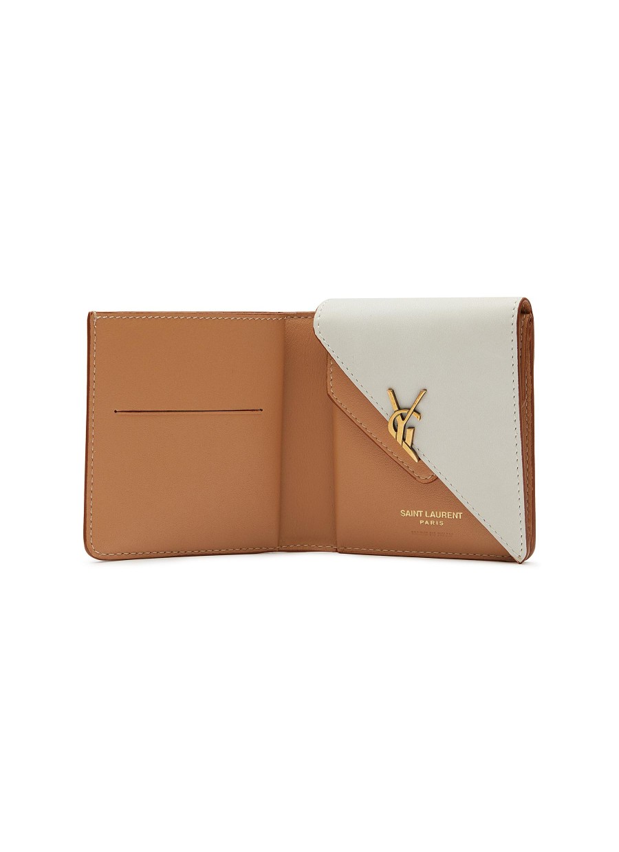 Women SAINT LAURENT Small Leather Goods | Two Toned Calfskin Leather Fold Wallet