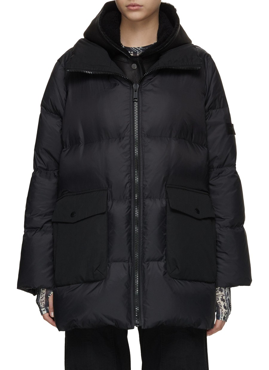 Women YVES SALOMON ARMY Jackets | Shearling Bib Hooded Puffer Jacket