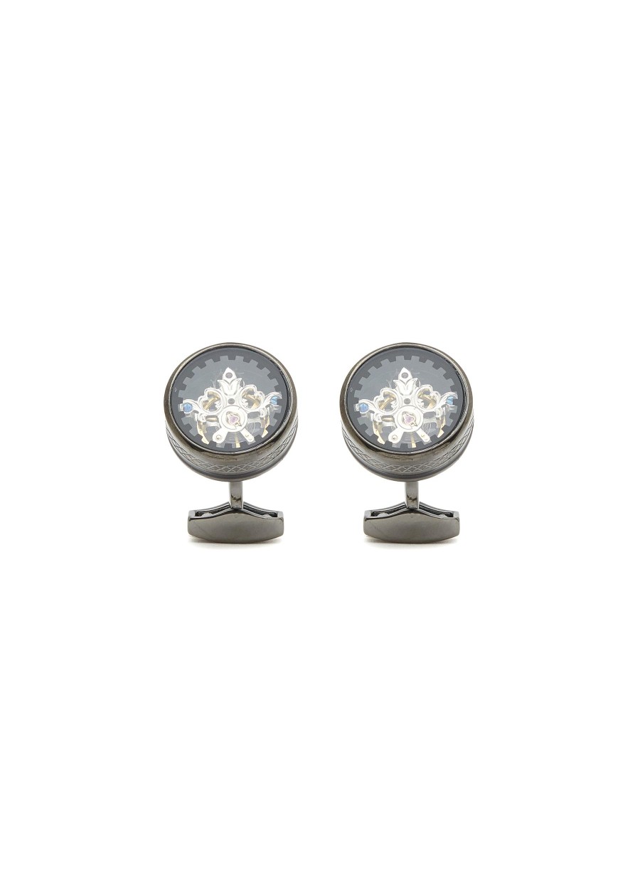 Men TATEOSSIAN Cufflinks | Tourbillon Gunmetal Round Cufflinks